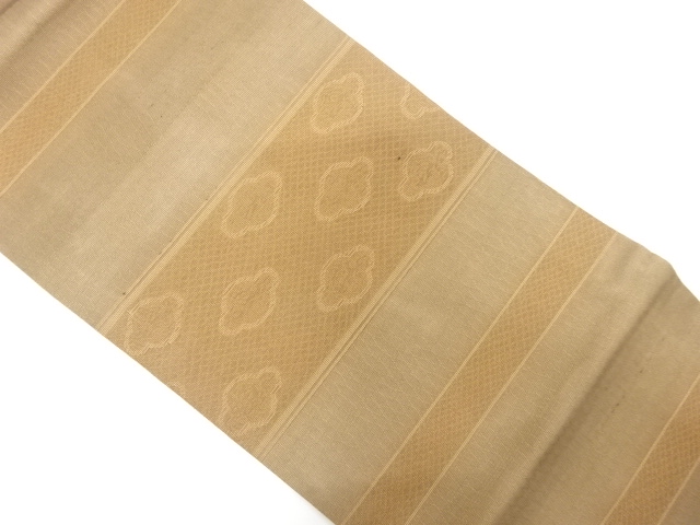  紗 横段に花模様織出し名古屋帯